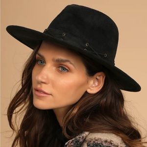 Lulus Hiya Black Suede Fedora Hat